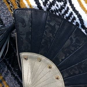 Betsey Johnson glamour fan wristlet/clutch